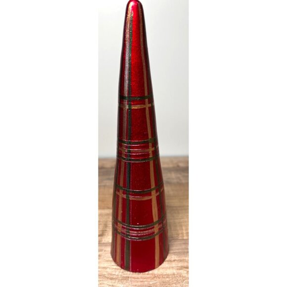 Red Plaid Decorative Candle Nicks On Bottom Edge - Picture 1 of 4